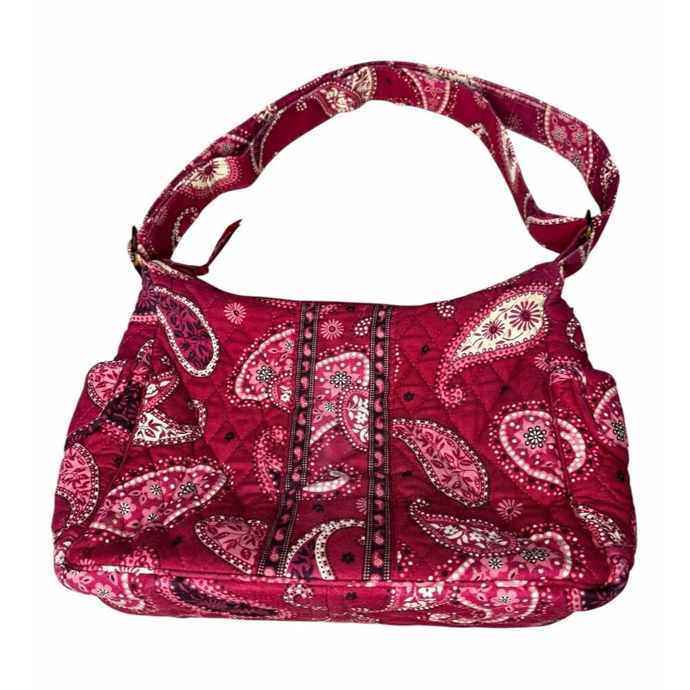 Vera Bradley Mesa Red Paisley Quilted Cotton Shoulder Bag Hobo Purse Retired